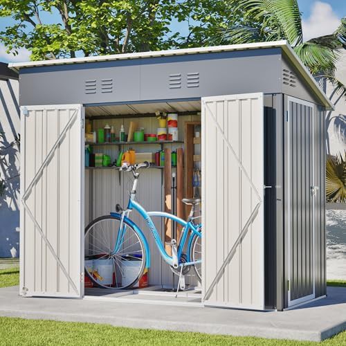 Gray Metal Shed with Sloped Roof — photo 4
