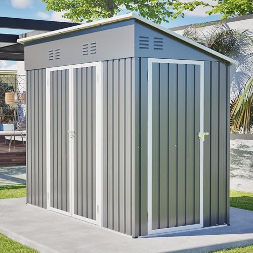Gray Metal Shed with Sloped Roof — photo 5