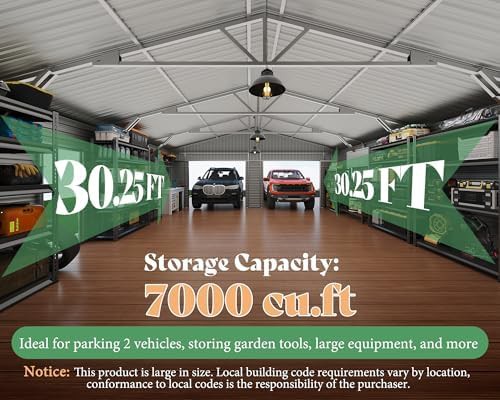Extra large metal garage with front doors — photo 3