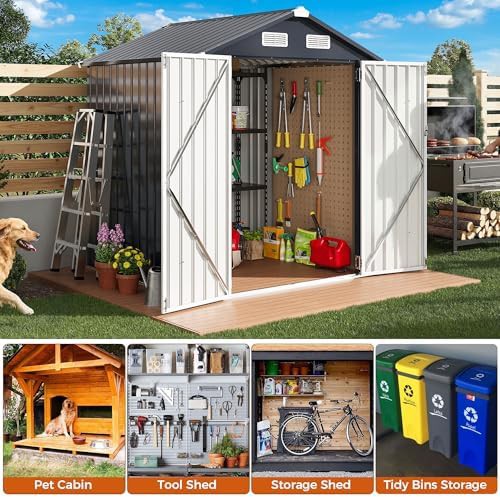 Dark blue metal garden tool shed — photo 4