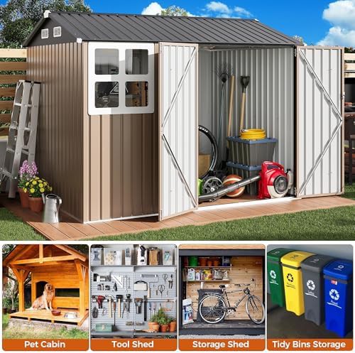 Large brown outdoor shed with clear window — photo 4