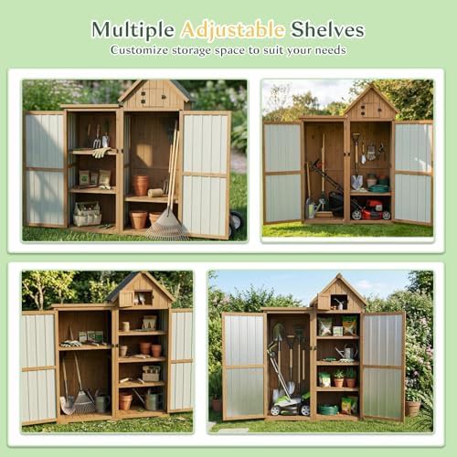 Tall wood shed with adjustable shelves — photo 4