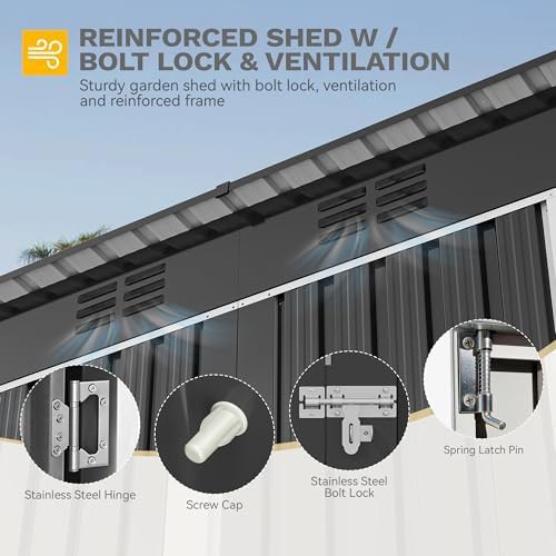 Dark gray steel utility storage shed — photo 5