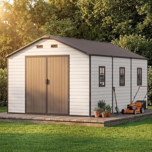 Beige Resin Shed with Openable Windows