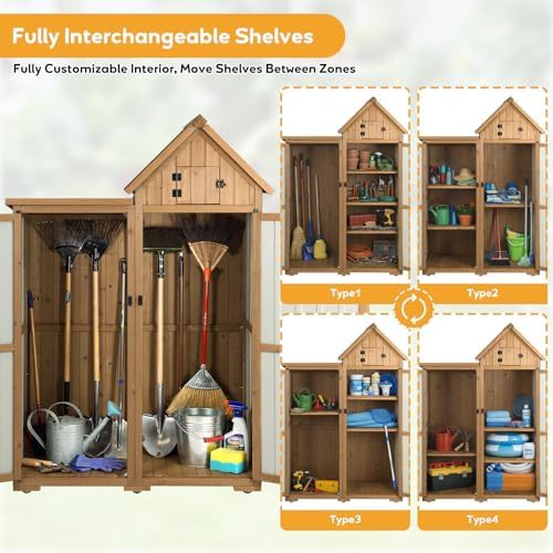 Wood and Metal Garden Shed with Adjustable Shelves — photo 4