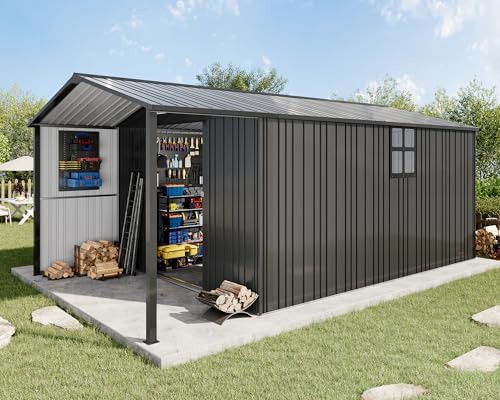 Outdoor storage shed with integrated lounge area