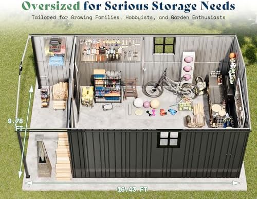 Outdoor storage shed with integrated lounge area — photo 4