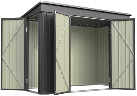 Black Metal Shed with Three Doors