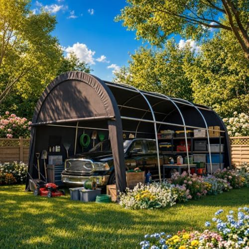 Large steel frame portable garage shed — photo 3