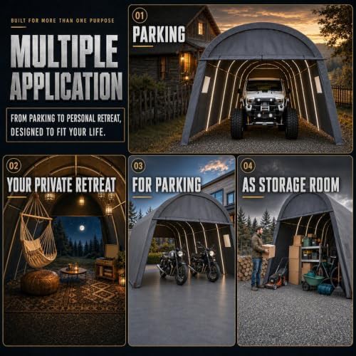 Large steel frame portable garage shed — photo 4