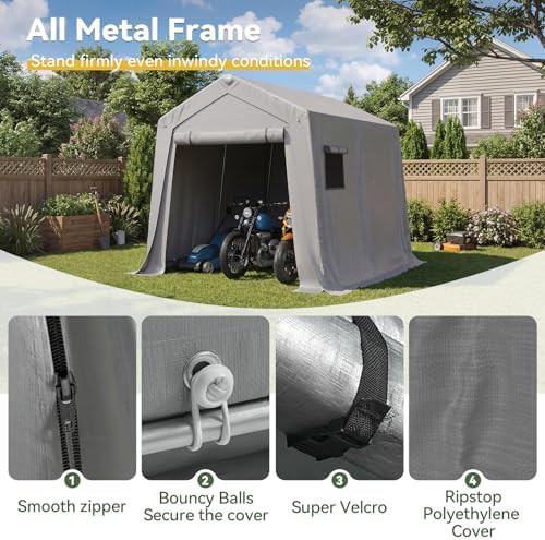 Ten foot gray portable motorcycle storage tent — photo 4