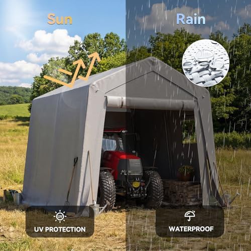 Ten foot gray portable motorcycle storage tent — photo 5
