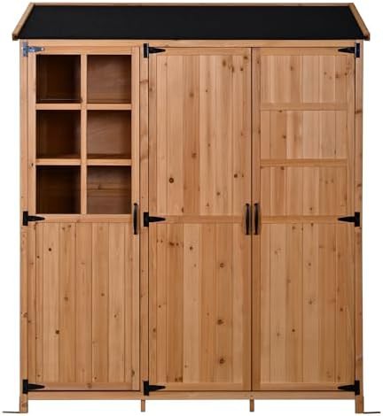 Natural wood garden shed with workstation — photo 5