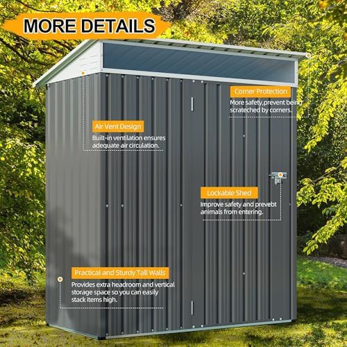 Steel gray metal garden shed with window — photo 4