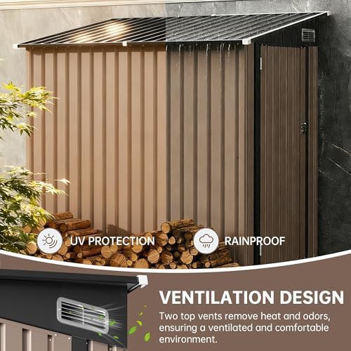 Waterproof brown lean to metal shed — photo 3