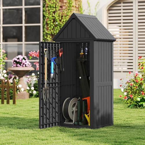 Black heavy duty garden tool cabinet