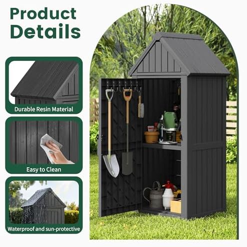 Black heavy duty garden tool cabinet — photo 3