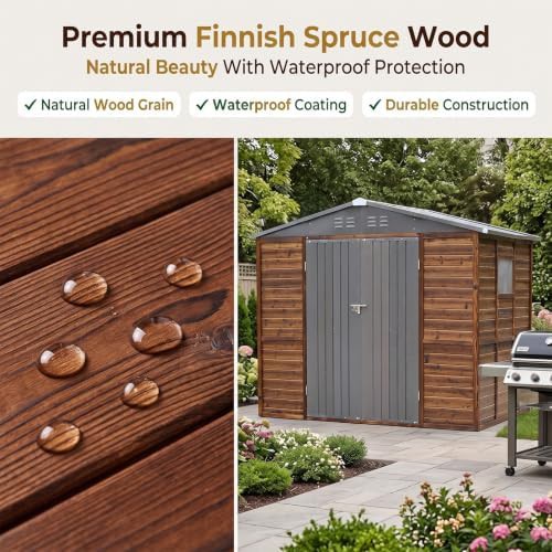 Gray wood and iron garden tool shed — photo 4