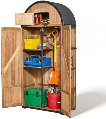 Wooden garden tool cabinet with five spaces