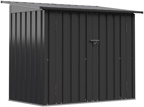 Black metal outdoor storage cabinet