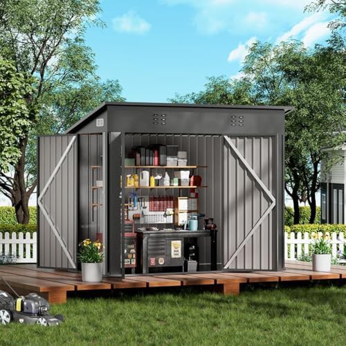 Large metal garden tool utility shed