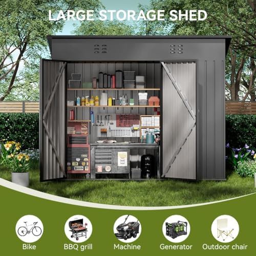 Large metal garden tool utility shed — photo 4
