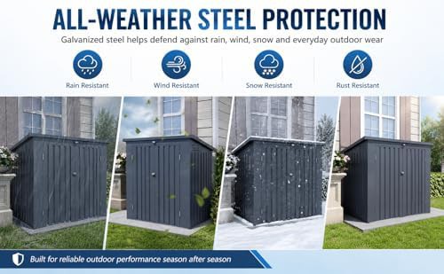Gray metal horizontal trash can shed — photo 5