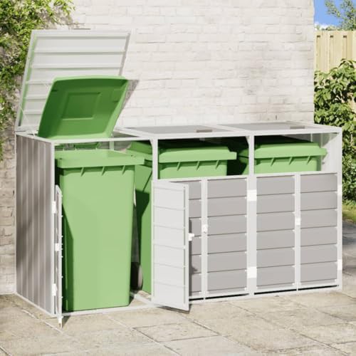 Triple wheelie bin metal storage enclosure — photo 3