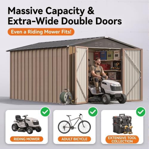 Brown metal storage shed with sloped roof — photo 4