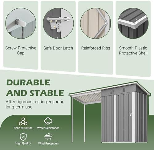 Gray lean to metal shed with pergola — photo 4