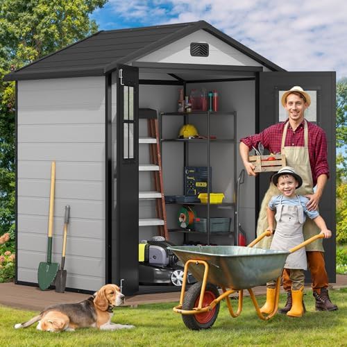 Plastic garden tool shed with two windows — photo 3