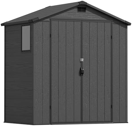 Vertical grey resin shed with floor 6x4 ft