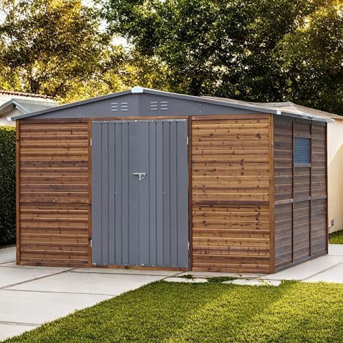 Large wood and metal utility storage shed