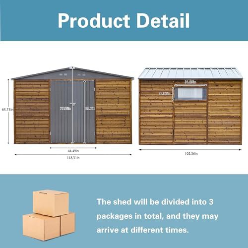 Large wood and metal utility storage shed — photo 3