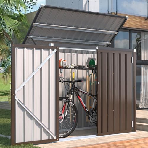 Brown metal garbage bin storage shed — photo 5