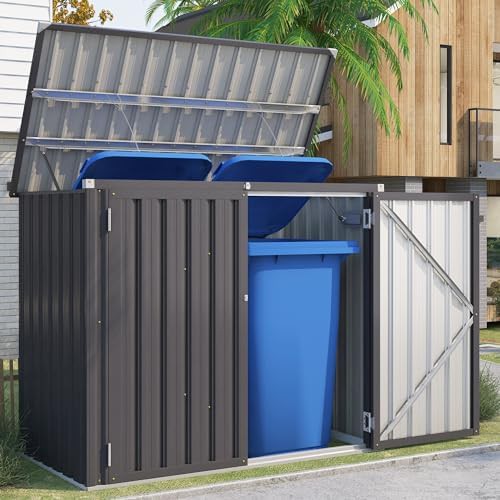 Dark grey trash can storage enclosure