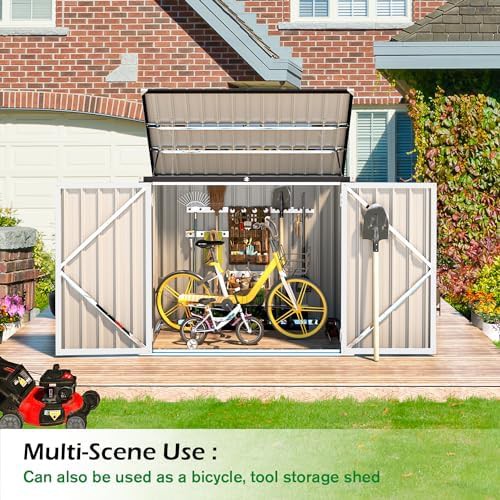 White metal trash can storage shed — photo 4