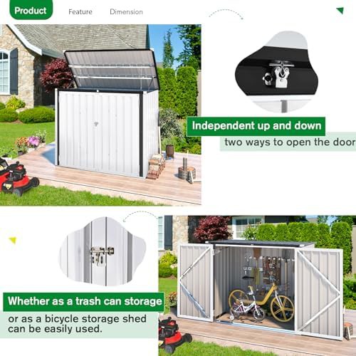 White metal trash can storage shed — photo 5