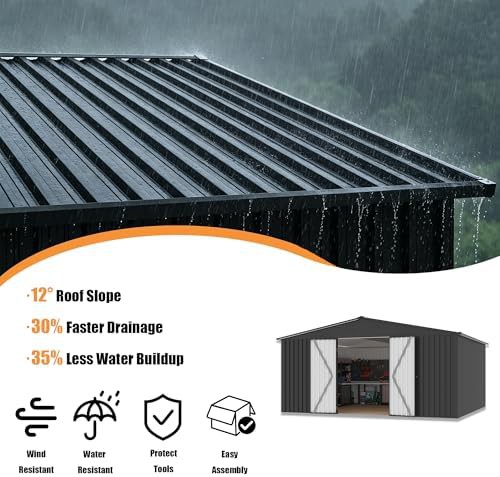 Black Metal Shed with Sloped Roof — photo 5