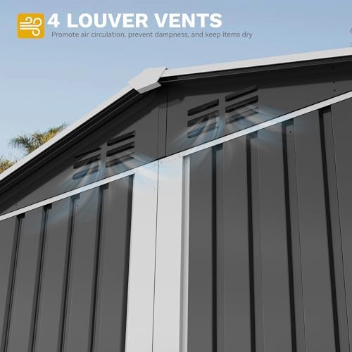 Gray and white metal shed with sloped roof — photo 5