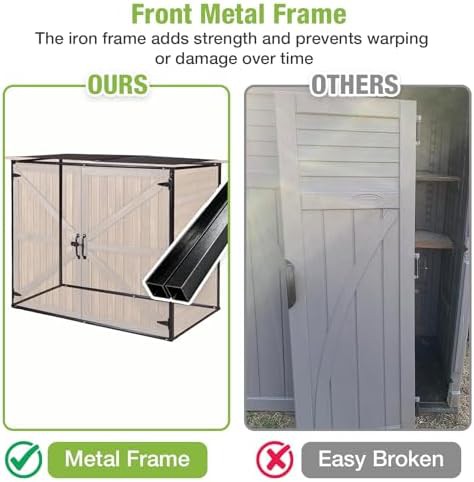 Weatherproof wooden trash can storage shed — photo 3