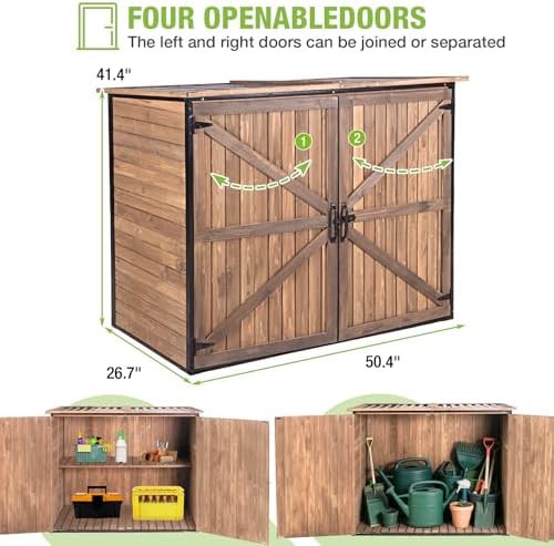 Weatherproof wooden trash can storage shed — photo 4