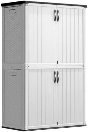 Large white lockable outdoor storage cabinet