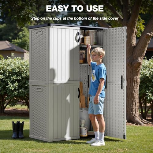 Large white lockable outdoor storage cabinet — photo 3