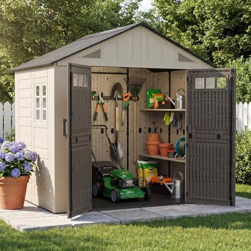Large resin garden shed with floor and windows