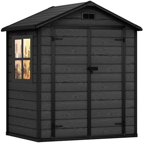 Waterproof resin shed with lockable door