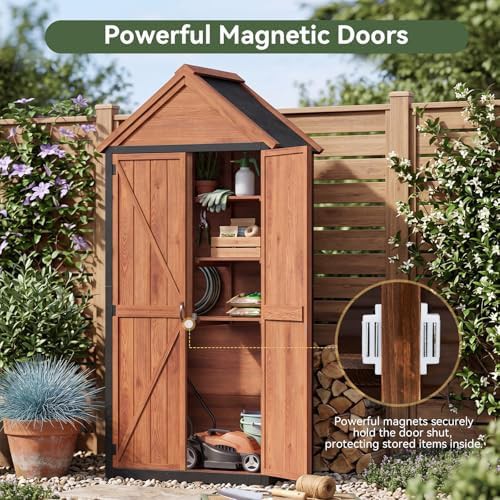 Solid wood outdoor cabinet with asphalt peak roof — photo 4