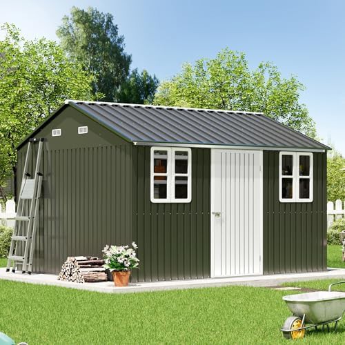 Nordic cottage style metal storage shed