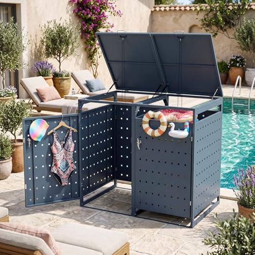 Heavy duty metal trash can storage bin — photo 3