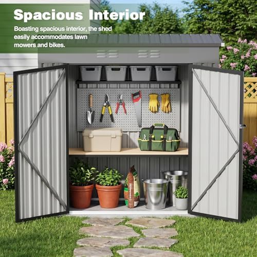 Heavy duty gray metal utility shed — photo 5